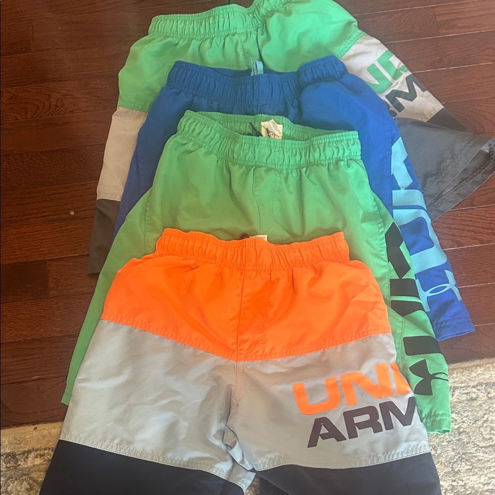 Under Armour Kids' Orange and Gray Colorblock Swim Shorts - 4pr size Boys Med